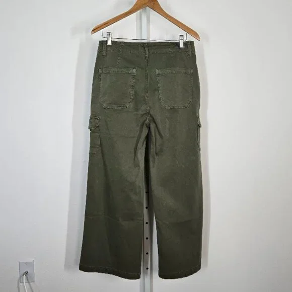 PAIGE Carly Wide Leg Cargo women's jeans in Vintage Ivy Green Size 29 NEW - Picture 7 of 11